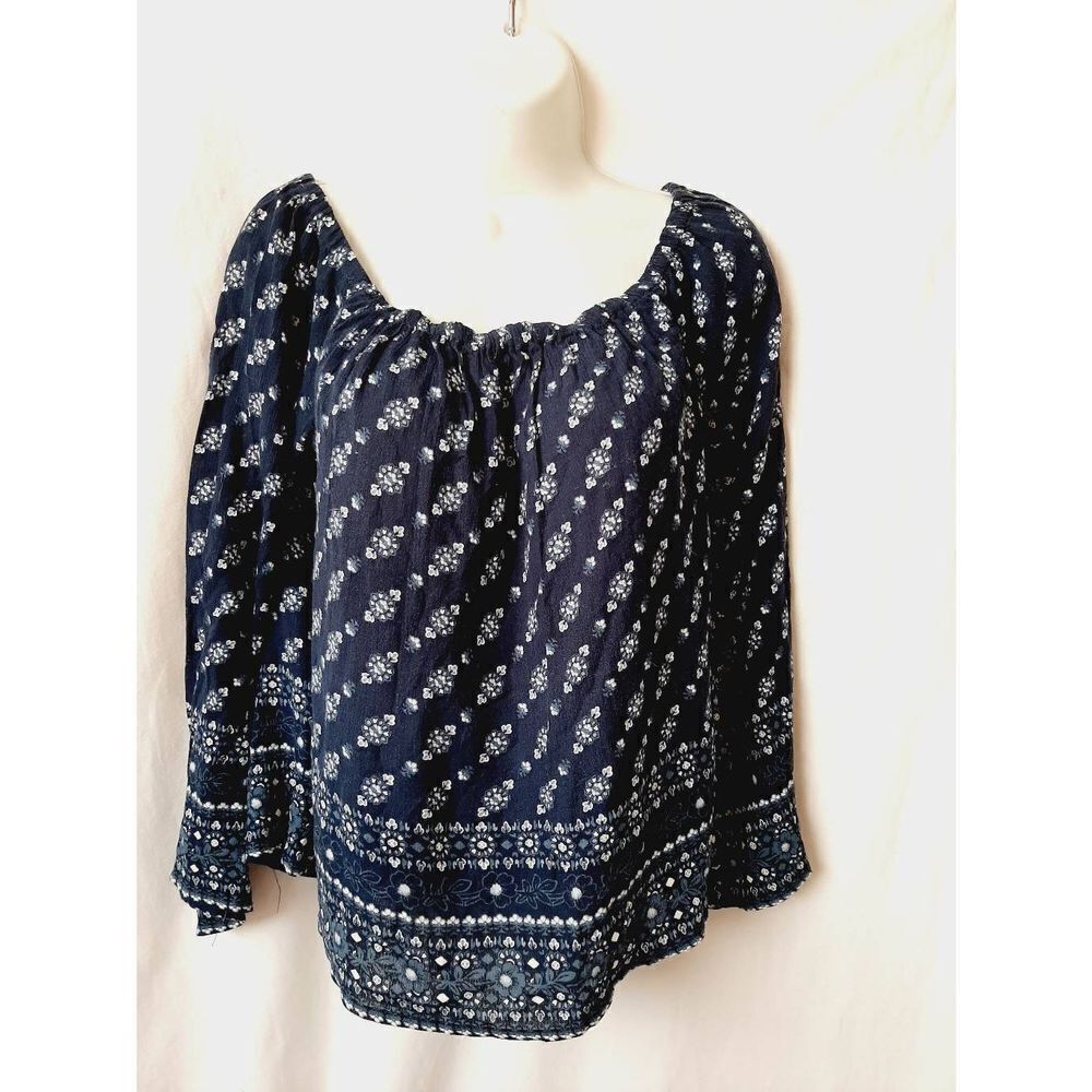 Aeropostale blue floral poet sz small blouse